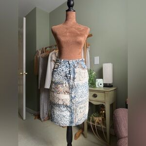 Karen Kane Blue Patchwork Pencil Skirt